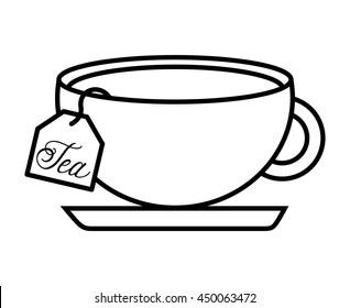 tea cup with bag  isolated icon design, vector illustration  graphic 