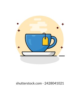 Tea Cup with Tea Bag Vector Illustration. Tea Time Concept