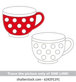 Tea Cup to be traced only one line  the tracing educational game to preschool kids and easy game level  the colorful   colorless version 