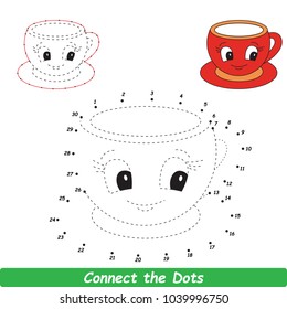 Tea Cup Beautiful. Dot to Dot Educational Game for Kids.