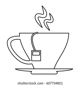 tea cup beverage hot outline