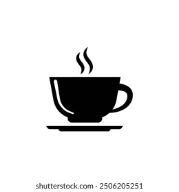 Tea cup black and white icon design. Symbol and glyph of coffee cup