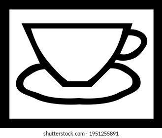 Tea cup black and white symbol