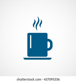 Tea Cup Blue Flat Icon On White Background