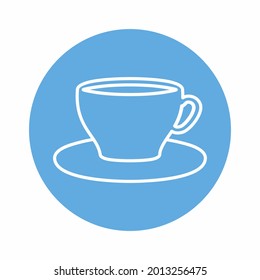 Tea Cup - Blue Monochrome. Stylesimple illustration. Editable stroke. Design template vector.outline style design.Vector graphic illustration