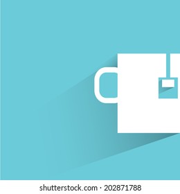 tea cup, blue shadow and flat theme