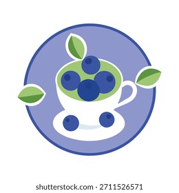 Una taza de té con arándanos formando un círculo