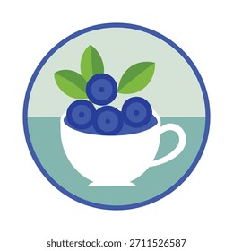Una taza de té con arándanos formando un círculo