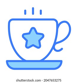 Teebeutel, Frühstück Blue Outline Einfaches Symbol.