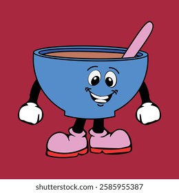 Tea cup cartoon character vector illustration with unique style, suitable for stickers, icons, logos and advertisements