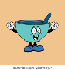 Tea cup cartoon character vector illustration with unique style, suitable for stickers, icons, logos and advertisements