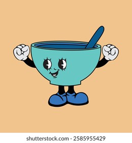 Tea cup cartoon character vector illustration with unique style, suitable for stickers, icons, logos and advertisements