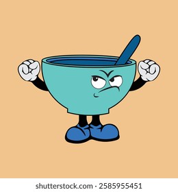 Tea cup cartoon character vector illustration with unique style, suitable for stickers, icons, logos and advertisements