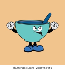 Tea cup cartoon character vector illustration with unique style, suitable for stickers, icons, logos and advertisements