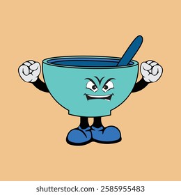 Tea cup cartoon character vector illustration with unique style, suitable for stickers, icons, logos and advertisements