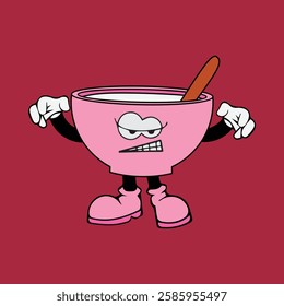 Tea cup cartoon character vector illustration with unique style, suitable for stickers, icons, logos and advertisements