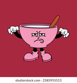 Tea cup cartoon character vector illustration with unique style, suitable for stickers, icons, logos and advertisements