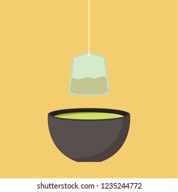 Tea cup cartoon vector. wallpaper. free space for text.