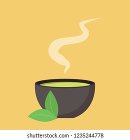 Tea cup cartoon vector. wallpaper. free space for text.