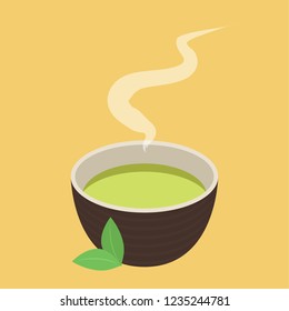 Tea cup cartoon vector. wallpaper. free space for text.