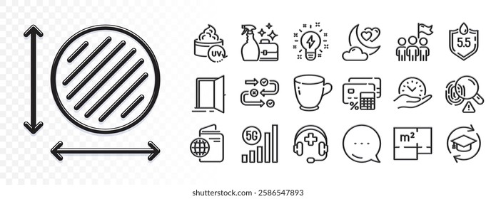 Tea cup, Circle area and 5g wifi line icons for web app. Glare of light effect. Message icon. Pack of Continuing education, Open door, Fingerprint pictogram icons. Vector