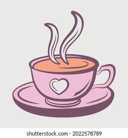 Diseño de vectores imprimibles para clipart de la copa de té 