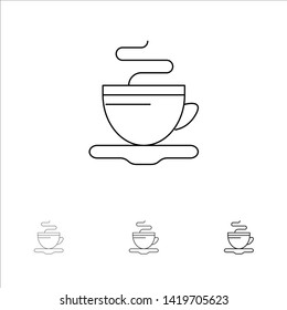 Tea, Cup, Coffee, Hotel Bold and thin black line icon set