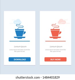 Tea, Cup, Coffee, Indian  Blue and Red Download and Buy Now web Widget Card Template. Vector Icon Template background
