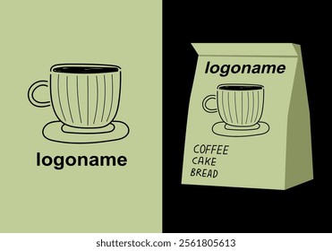 Tea cup. Coffee logo. Drawing. Illustrations