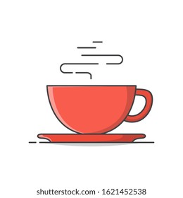 Tea Cup Or Coffee Cup With Saucer Vector Icon Illustration. Vectors Object Ceramic Cup Drink Isolated. Cup Icon