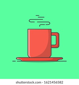 Tea Cup Or Coffee Cup With Saucer Vector Icon Illustration. Vectors Object Ceramic Cup Drink Isolated. Cup Icon
