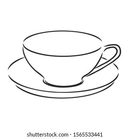Tea cup, coffee cup sketch , vector illustration 