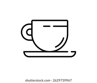 Tea cup or coffee cup thin line icon, editable stroke, pixel perfect, compatible for mobile and web, outline icon, isolated on a white background
