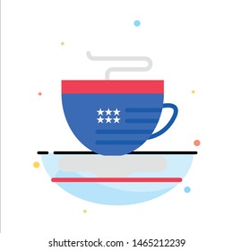 Tea, Cup, Coffee, Usa Abstract Flat Color Icon Template. Vector Icon Template background