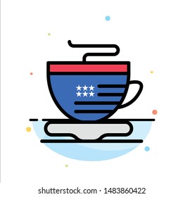 Tea, Cup, Coffee, Usa Abstract Flat Color Icon Template