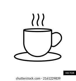Tea Cup or Coffee Cup vector icon in line style design for website, app, UI, isolated on white background. Editable stroke. EPS 10 vector illustration.