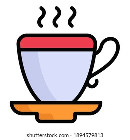 tea cup colored line icon isolated