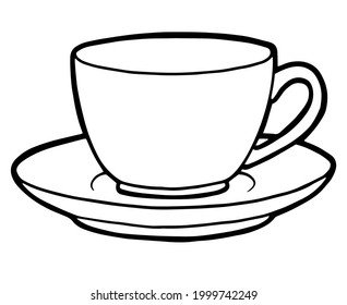 Tea Cup Coloring Page Black Outline Stock Vector (Royalty Free ...