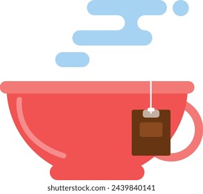 Tea cup con. Hot drink mug with steam