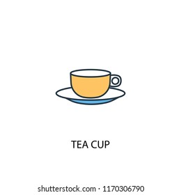 Tea cup concept 2 colored line icon. Simple yellow and blue element illustration. Tea cup concept outline symbol design from Workspace set