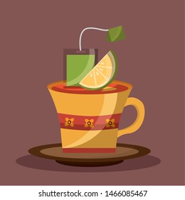 Tea cup design, Drink breakfast beverage tradition kitchen and aromatic theme Vector illustration