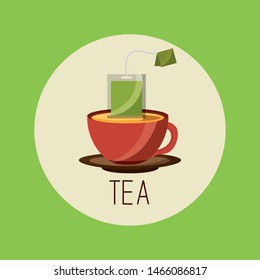 Tea cup design, Drink breakfast beverage tradition kitchen and aromatic theme Vector illustration