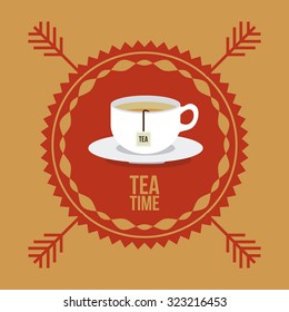 tea cup design over seal stamp  image, vector illustration eps 10