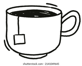 Ilustración dibujada a mano en un vaso de té. Ilustración del vector