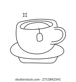 Tea Cup doodle icon with white background vector stock illustration