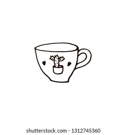 Tea cup in doodle style