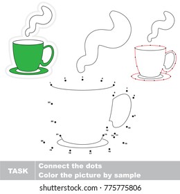 Tea Cup. Dot to dot educational game for kids.