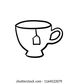 Tea cup drawing. Vector illustration.
