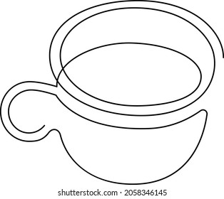 Tea cup with a drink. Continuous line drawing. Vector illustration