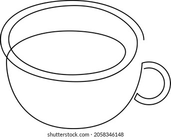 Tea cup with a drink. Continuous line drawing. Vector illustration